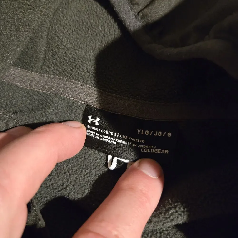 Under Armour Jacket Youth Large Green Full Zip Hood Pockets Spring/Fall Casual